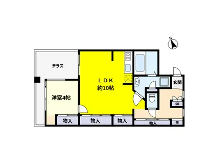 イスズハイツベル芦屋PARTII(1LDK/1階)の間取り写真