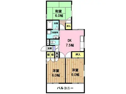 カネカ坂本第3マンション(3DK/3階)の間取り写真