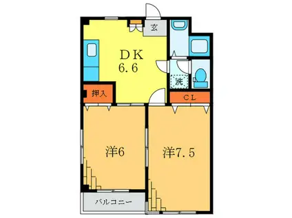 ハッピーハウス小沢(2DK/3階)の間取り写真