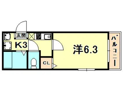 レトア赤松(1K/2階)の間取り写真