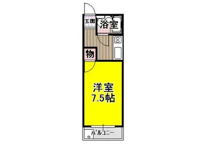 ハイツタキダニ(1K/3階)の間取り写真