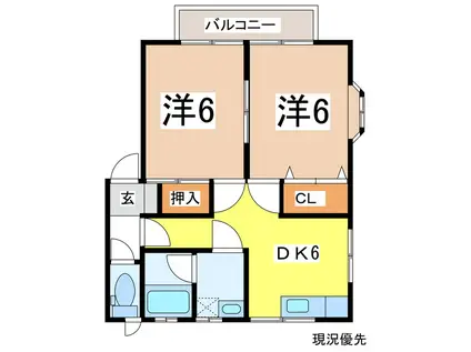 HIEMふじ(2DK/1階)の間取り写真