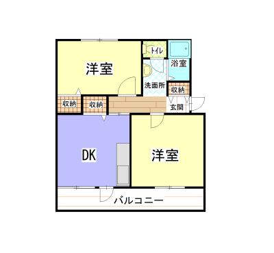 小山ハイコーポ1号棟(2DK/2階)の間取り写真