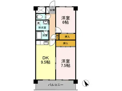 ソレアードミシマ(2DK/3階)の間取り写真