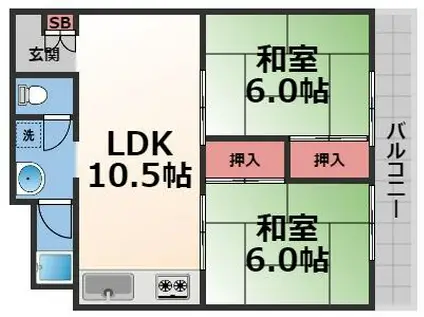 アクロシャトー永和(2LDK/7階)の間取り写真