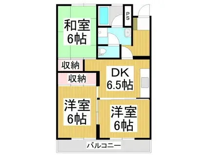 箱清水ハイツ(3DK/3階)の間取り写真