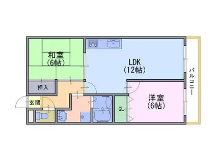 パレス金ヶ原(2LDK/3階)の間取り写真