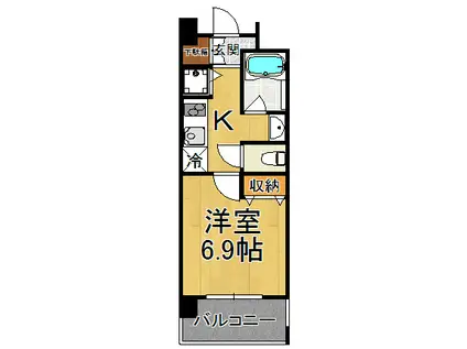 アプリーレ西宮武庫川(1K/6階)の間取り写真