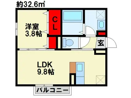 COZY COURT下曽根(1LDK/2階)の間取り写真