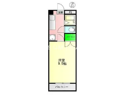 フォレスト東古松(1K/4階)の間取り写真