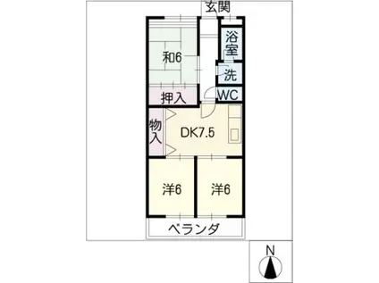 エスポワール武藤(3DK/1階)の間取り写真
