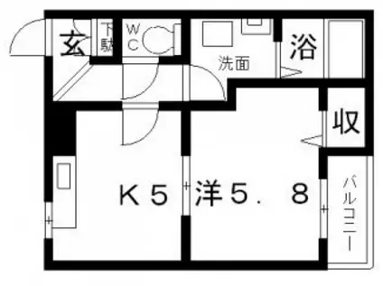 エレガントヒルズ1号館(1K/5階)の間取り写真