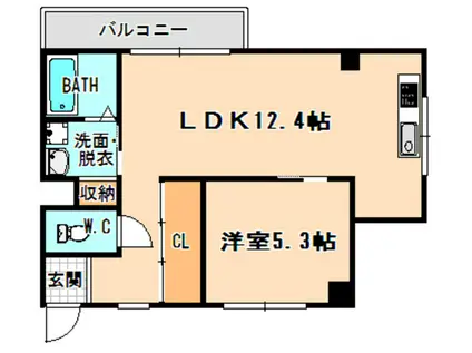 坂上マンション(1LDK/2階)の間取り写真