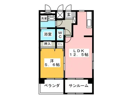 TAKARA MANSION(1LDK/4階)の間取り写真