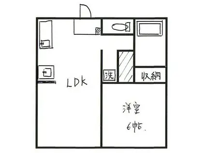 小和瀬ハイツ(1LDK/1階)の間取り写真