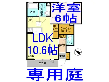 リバストーン A(1LDK/1階)の間取り写真