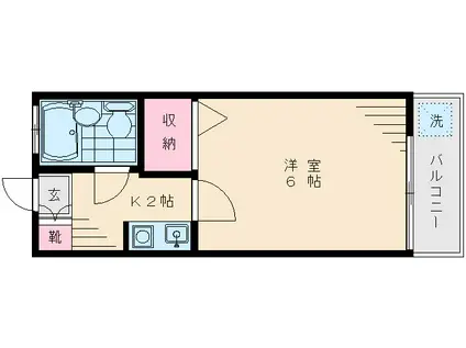 サンハイム(1K/2階)の間取り写真