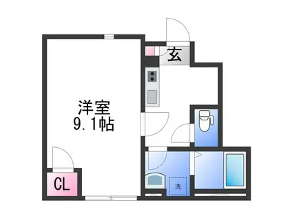 クレイノ井戸浜(1K/1階)の間取り写真