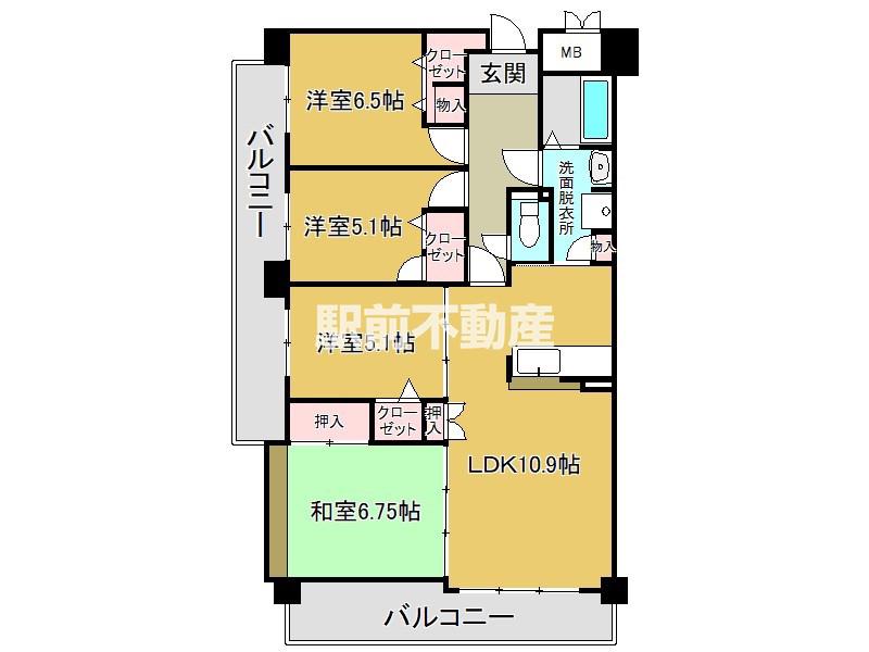 エスプラッツ白山(4LDK/10階)の間取り写真