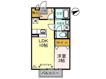 メゾン松葉 B棟(1LDK/2階)の間取り写真