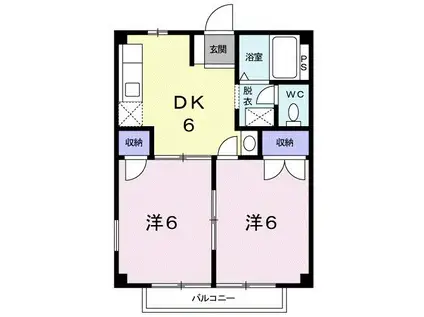 ファミール大口 A棟(2DK/2階)の間取り写真