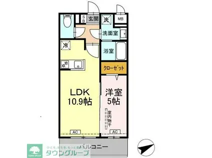 ロイジェントパークス西馬込(1LDK/4階)の間取り写真