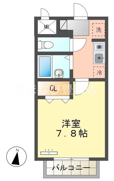 グレイス三好(1K/2階)の間取り写真