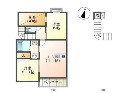 トラミッドヴィラ花田(2SLDK/2階)の間取り写真