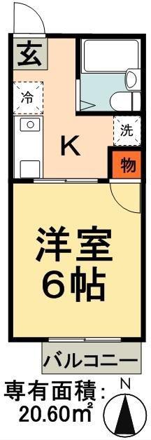 コーポリヴウェル(1K/2階)の間取り写真