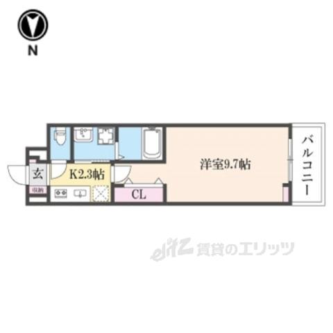 ヒカルサ奈良大森西ノース(1K/3階)の間取り写真