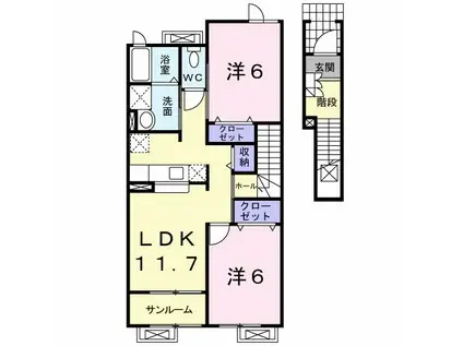クローバーII(2LDK/2階)の間取り写真
