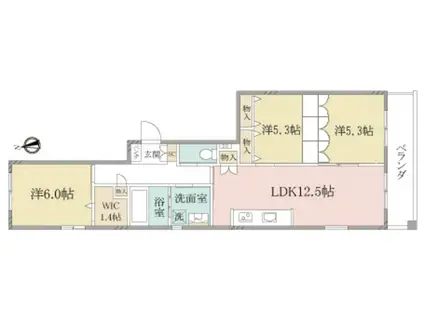 ヘーベルヴィレッジ世田谷3丁目(3LDK/2階)の間取り写真