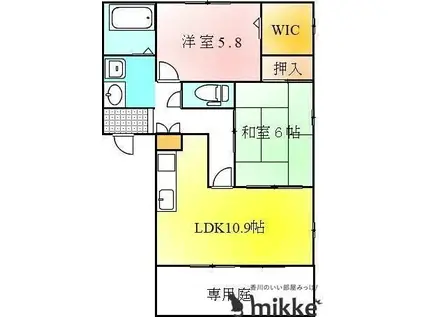 フォブール幸(2LDK/1階)の間取り写真