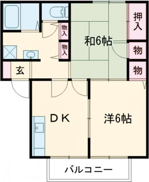 パレーシャル椌木(2DK/2階)の間取り写真