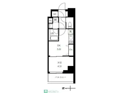 グランジット蔵前(1DK/7階)の間取り写真