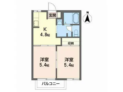 コンフォルタ藤沢町C(2K/2階)の間取り写真