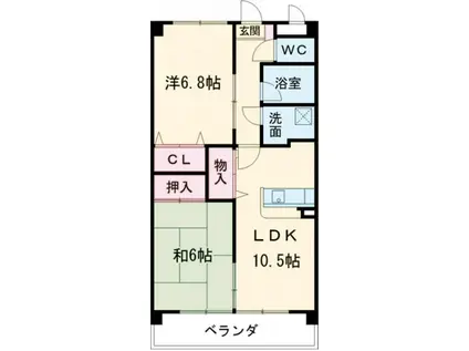 リベルテONE(2LDK/4階)の間取り写真