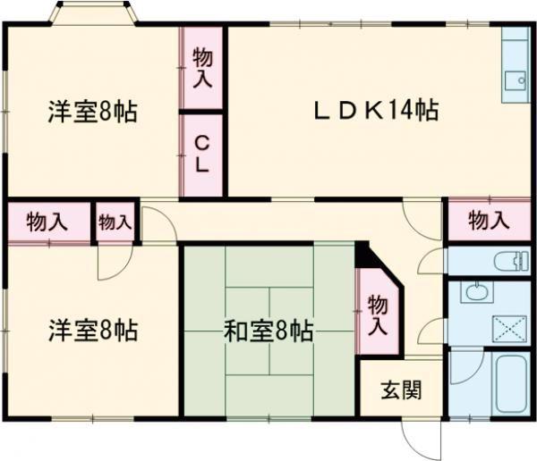 コーポ内山(3LDK/2階)の間取り写真
