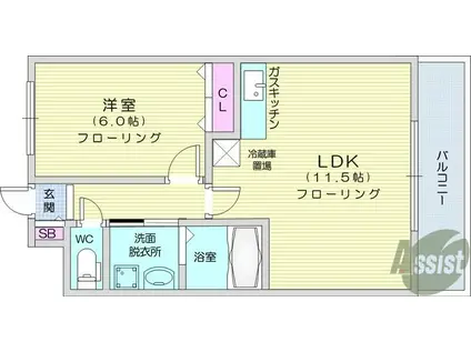 ハバードリーム3番館(1LDK/3階)の間取り写真