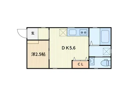 瑞和川口(1DK/1階)の間取り写真