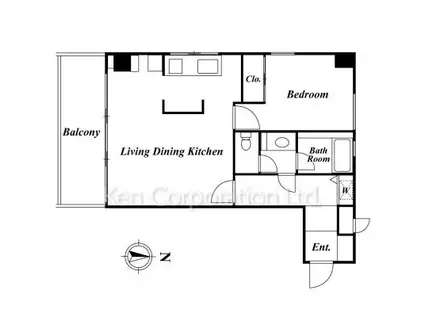 ビューハウス(1LDK/1階)の間取り写真