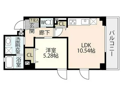アドバンスM(1LDK/2階)の間取り写真