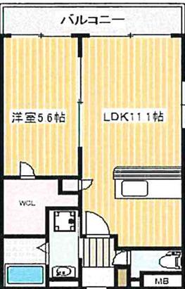 ソフィア21合川(1LDK/1階)の間取り写真