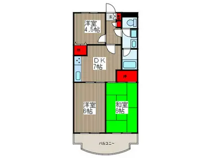 東川口ガーデンプラザ弐番館(3DK/2階)の間取り写真
