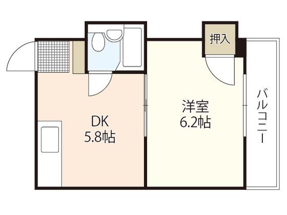 八宝ビル(1DK/4階)の間取り写真