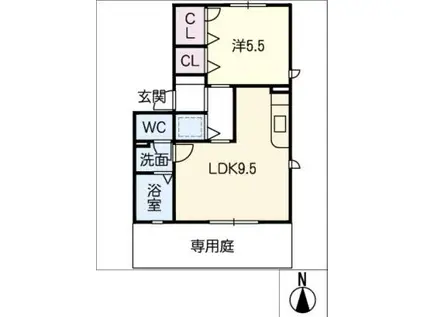 シャンティ(1LDK/1階)の間取り写真