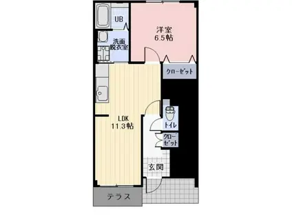イーストサイドフジ(1LDK/1階)の間取り写真