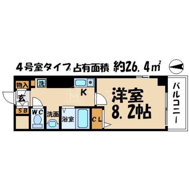 アスヴェル東本町(1K/9階)の間取り写真