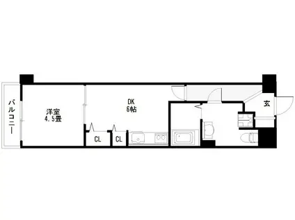 ORYZA三条西洞院(1DK/2階)の間取り写真