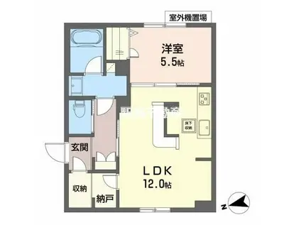 モンレーヴ本町(1LDK/1階)の間取り写真